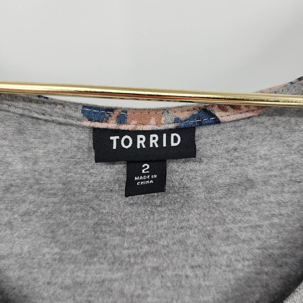 Torrid Gray Floral Midi Dress - Picture 2 of 4